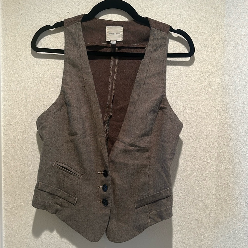 Silence + Noise Brown Herrringbone Vest